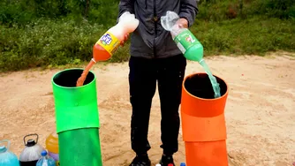 Big Toothpaste Eruption from Different Pipe Holes with Gallon of Coca-Cola, Peps