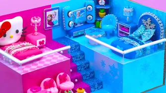 Build Pink House with 2 Cute Bedroom for Kuromi, My Melody from Clay ❤️ DIY Mini