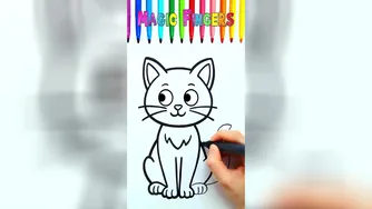 نقاشی و رنگ آمیزی گربه‌بچه‌ای با حال و زیبا 😻