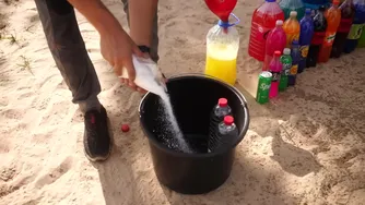 آزمایش لغزنده آب: استخر غول پیکر با انفجار خمیر دندان، کوکاکولا بزرگ، فانتا