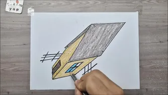 3d drawing easy home on paper for beginners