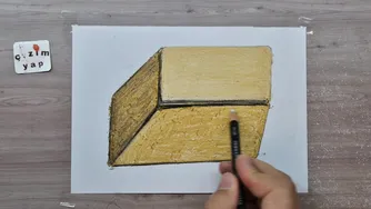 3d drawing easy gold on paper
