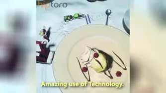 پخش فیلم سه بعدی روی میز رستوران👨‍🍳👩‍🍳