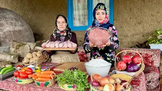 کوفته‌های شکم‌پر با بلدرچین و میوه‌های خشک — پخت نان سنتی در روستا
