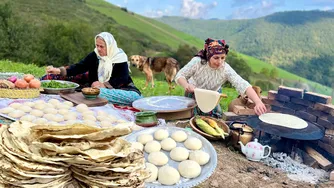زندگی روزمره در روستاهای ایران: نان پختن و تهیه خورشت لپه با مادربزرگ