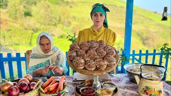 اُمَسُم پرشده با گوشت چرخ‌کرده و برنج | نان تازه در روستا