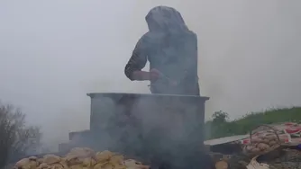 IRAN Village Life! Cooking Abgoosht & Quail in Stone Pots, Baking Bread in a Big