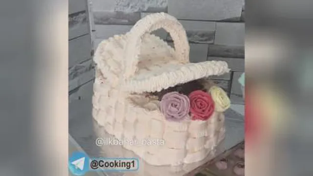 تزئین کیک به شکل سبد