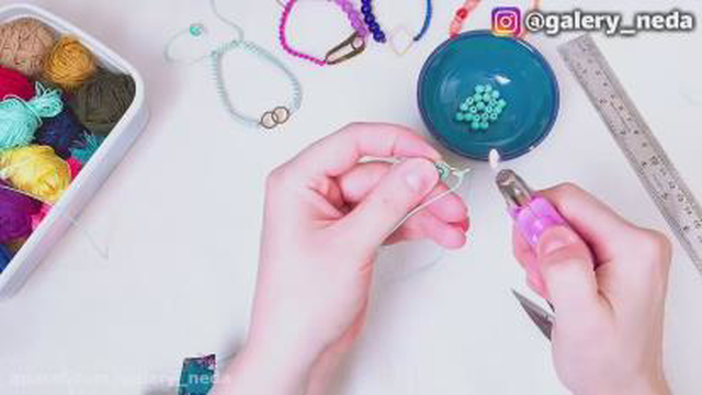 آموزش ساده ساخت دستبند - بافت,سنگ مهره ای و گره کشویی همه در یک دستبند