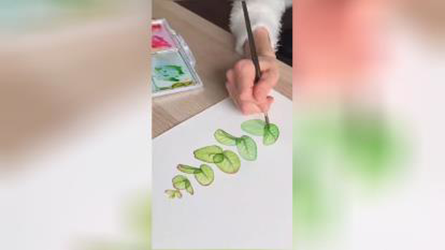آموزش نقاشی گیاه با تکنیک آبرنگ