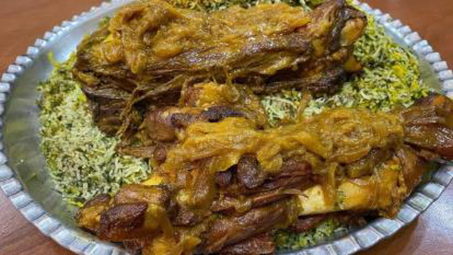باقالی پلو با ماهیچه ( سبزی پلو )
