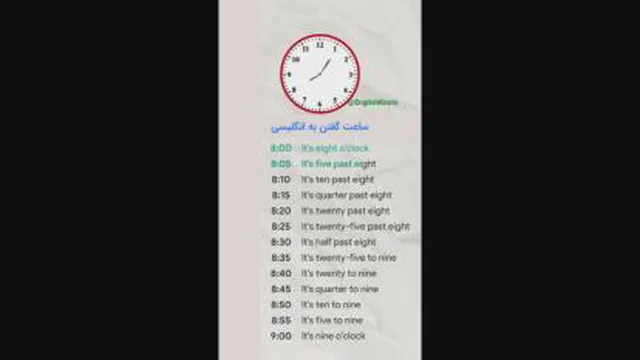 آموزش ساعت به زبان انگلیسی