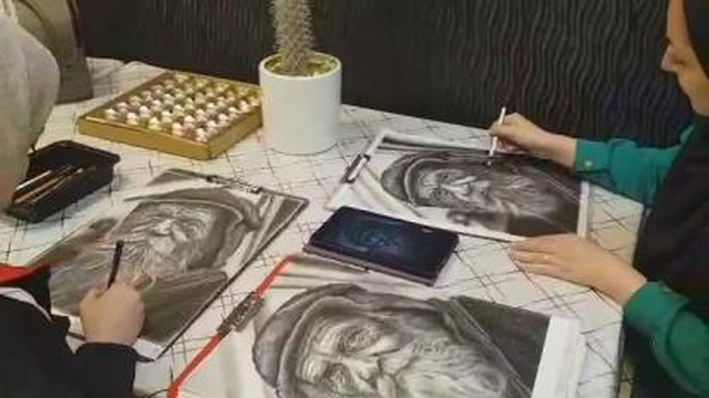 گالری نقاشی مهتاب قم آموزش نقاشی سیاه پیشرفته