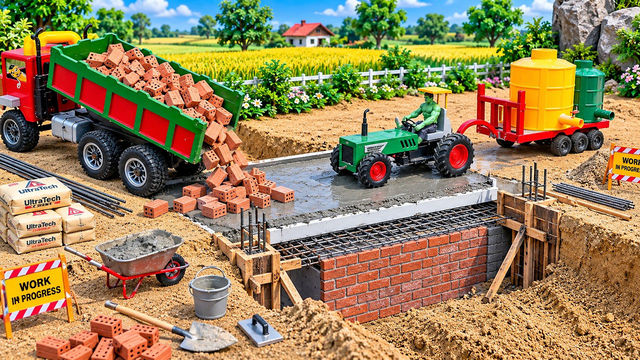 DIY Mini Tractor Making Strong Overhead Bridge Using Brick With Metal | Construction Science Project