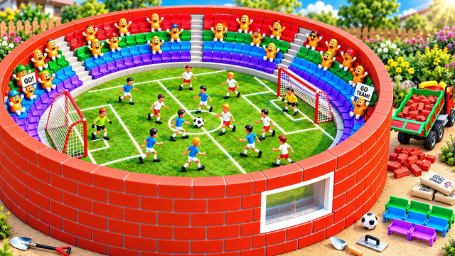 DIY Mini Tractor Builds a Brick and Cement Football Stadium ⚽ | Science Project