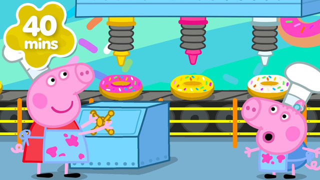 Peppa Pig Learns How to Make DONUTS! 🍩 Food Factory | BRAND NEW Peppa Pig Tales Episodes | 35 Mins