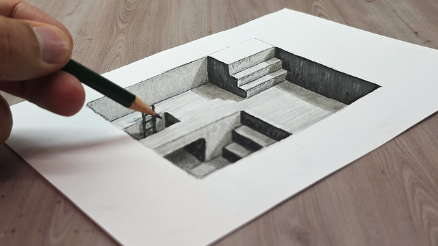3d drawing easy stairs practice