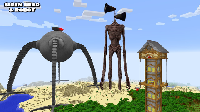 SURVIVING FROM OMNIDROID V.12 ROBOT AND SIREN HEAD in Minecraft - Gameplay