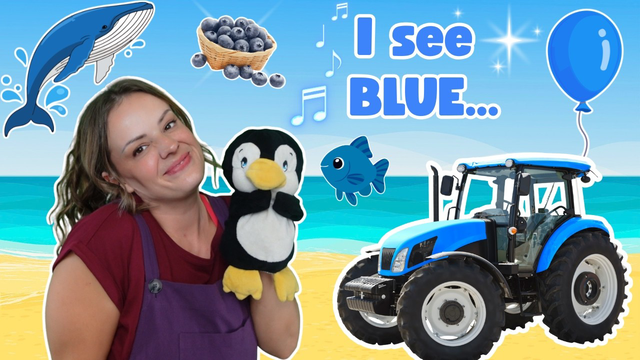 Baby Learning | Learn the Colour Blue, First Words & Sentences with Miss Katie | Educational Videos
