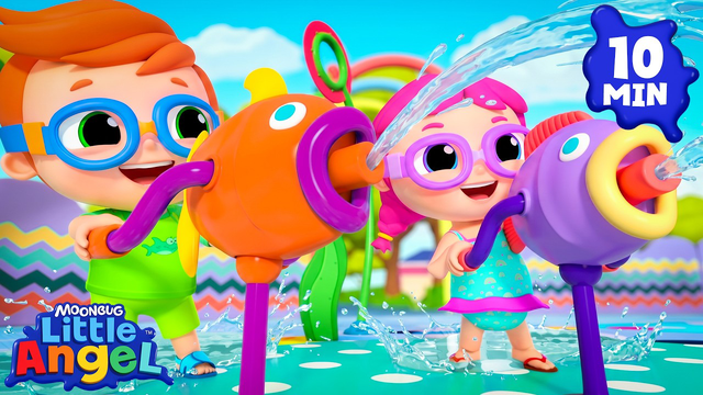 Baby John Learns to Swim! 🌊 | Let's Swim Like Baby Sharks | Little Angel Kids Songs