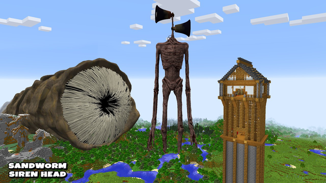SURVIVING FROM SANDWORM AND SIREN HEAD in Minecraft - Gameplay