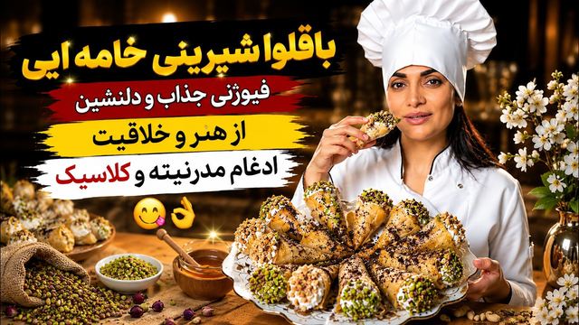 باقلوا شیرینی خامه ایی ، فیوژنی جذاب و دلنشین از هنر و خلاقیت ادغام مدرنیته و کلاسیک😋👌