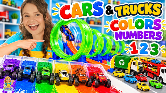 Learn Colors & Numbers with Cars and Trucks with Silly Miss Lily | Counting, Racing & STEM for Kids