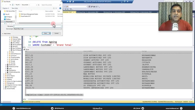ذخیره نتایج SSMS در فایل