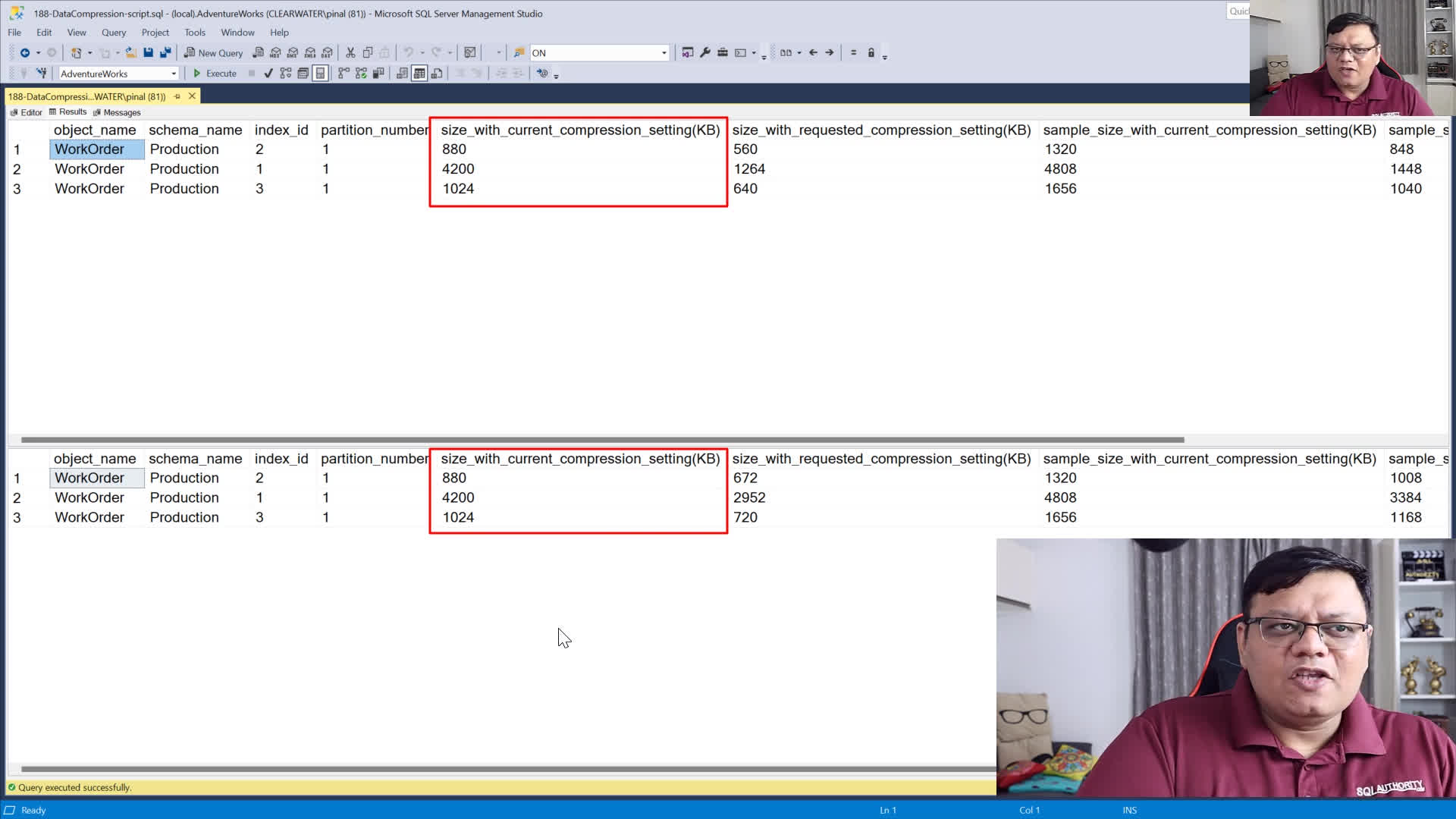 فشرده‌سازی داده‌ها برای عملکرد بهتر - SQL در شصت ثانیه ۱۸۸