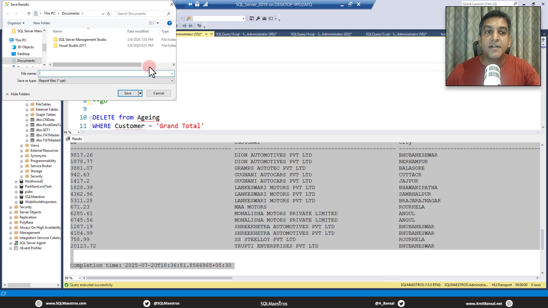 ذخیره نتایج SSMS در فایل