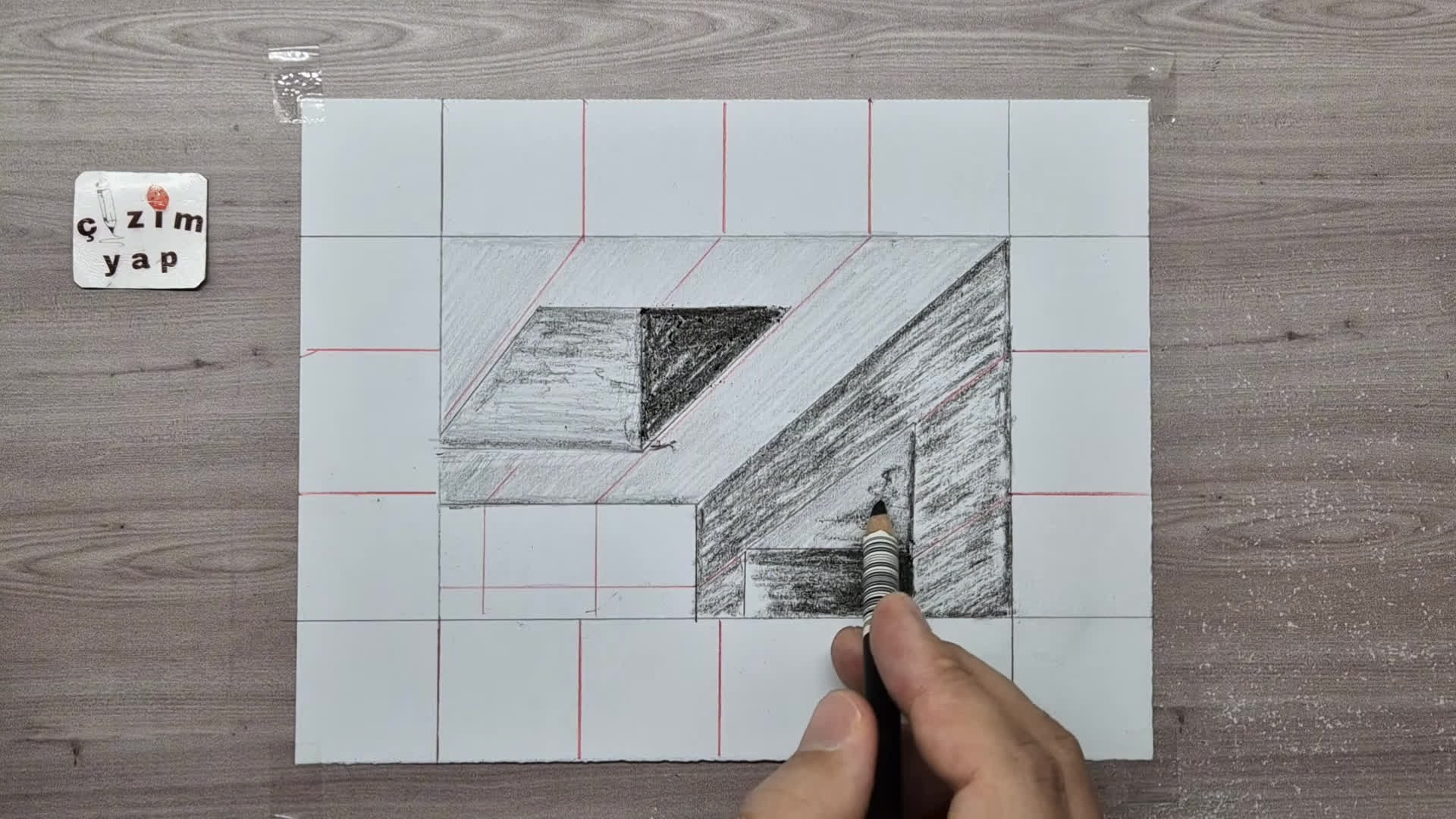 3d drawing easy tunnel on paper