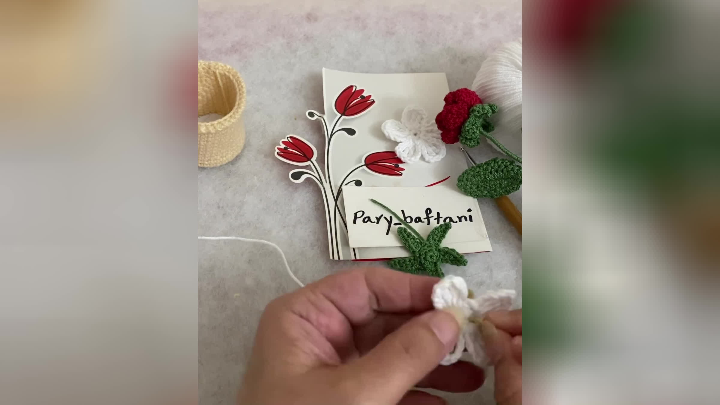 آموزش بافت گل رز با گلدان 🌹 قسمت آخر 🥀 پارت اول 🥀