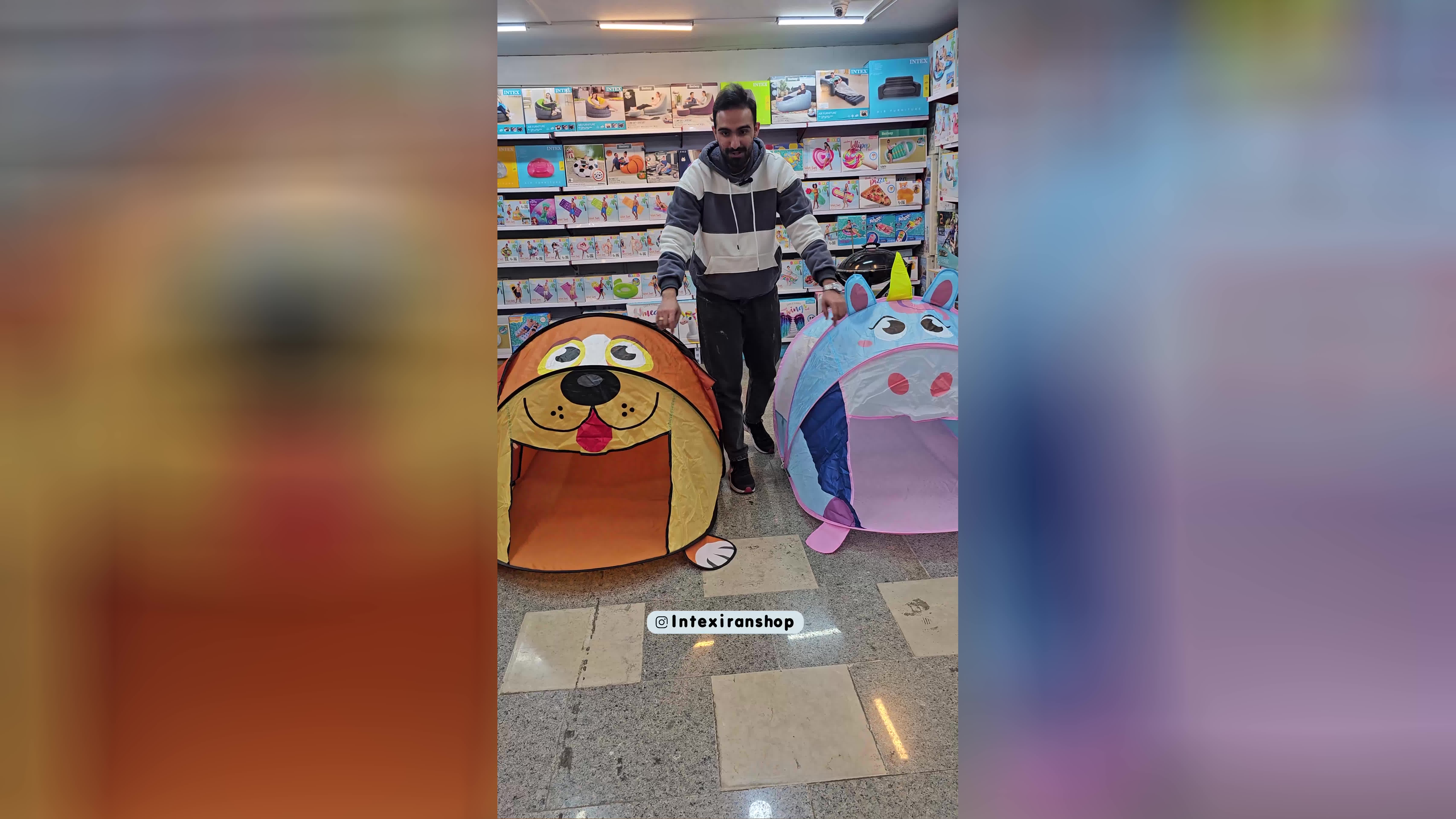 چادر بازی کودک طرح سگ و اسب تک شاخ