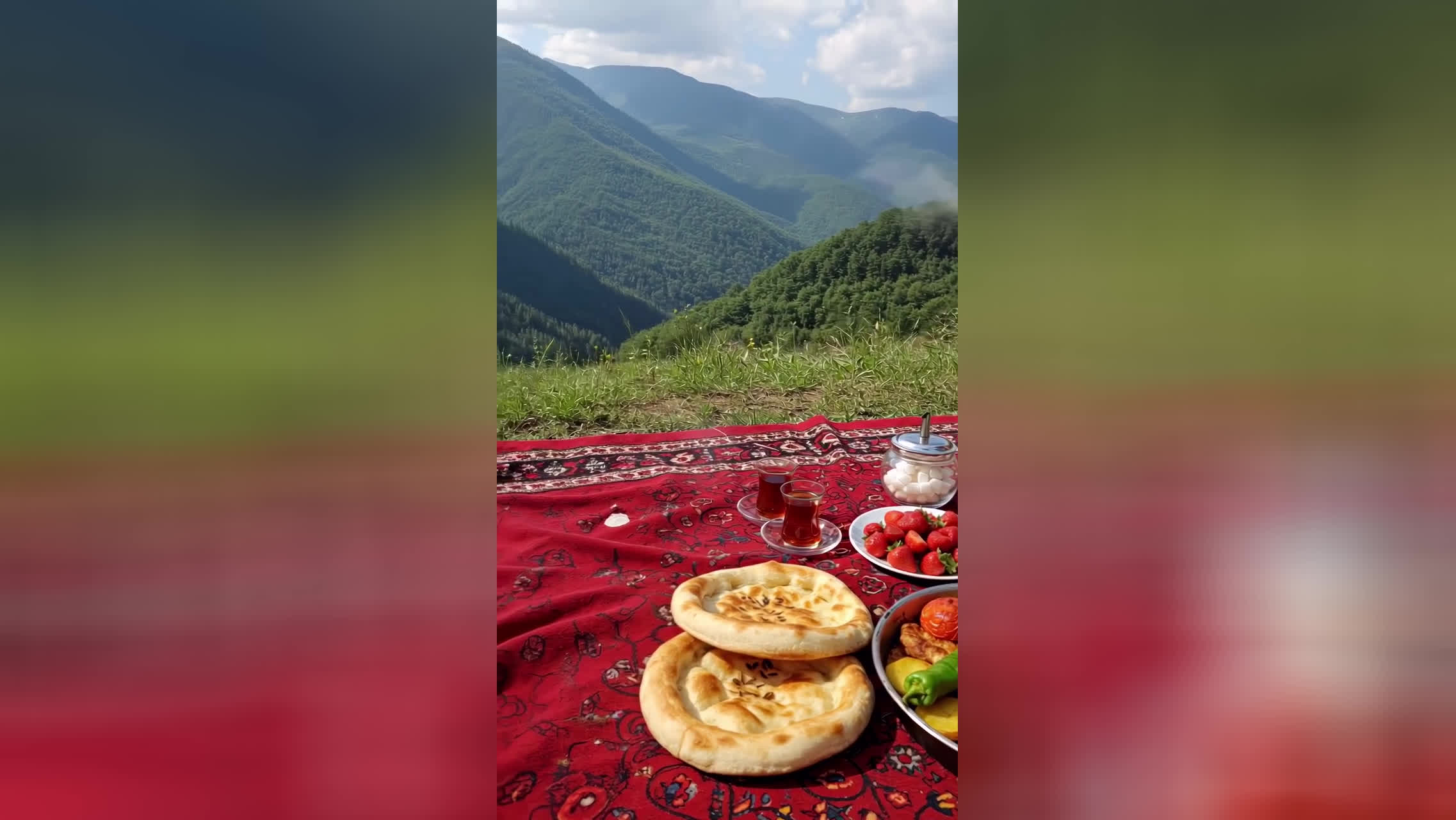 صبحانه ای در دل طبیعت میل کردن .